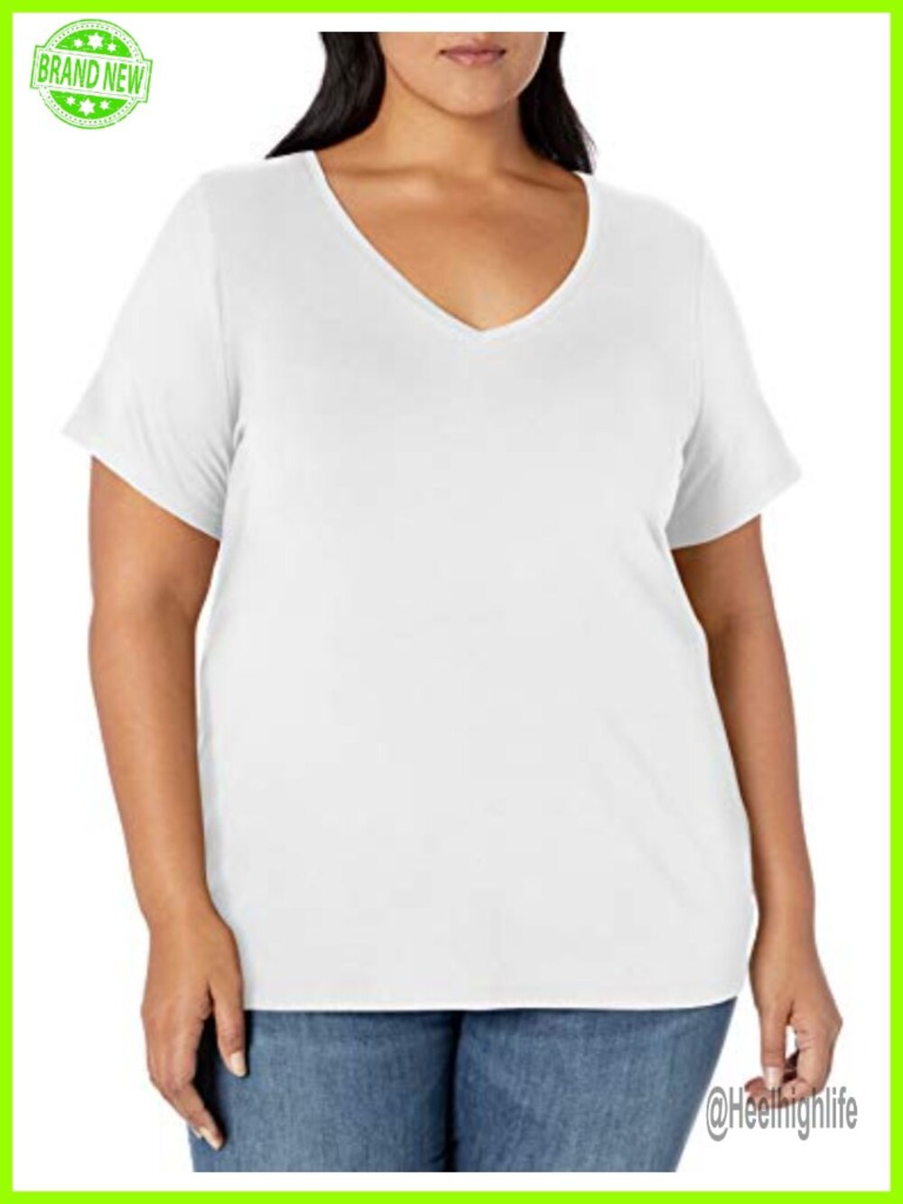 Essentials Women's Plus Size Short-Sleeve V-Neck T-Shirt